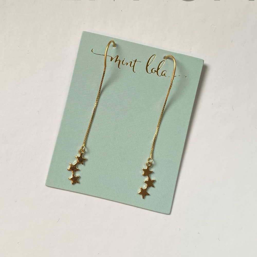 NWT Delicate Gold Star Drop Earrings